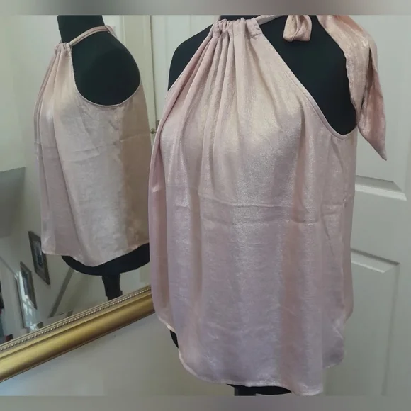 Pink shimmer sleevless tie top Size 16 - Picture 4 of 5